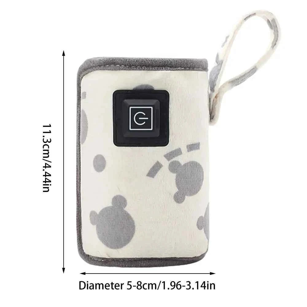 Portable USB Rechargeable Bottle Warmer for Breastmilk, Insulated Baby Feeding Bottle Cover for Outdoor, Travel, and Winter Nursing