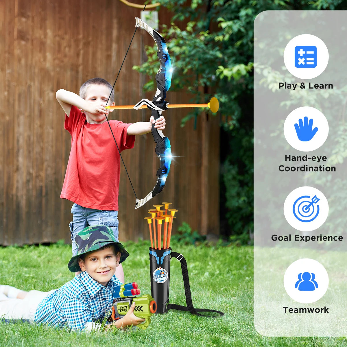 LED Light-Up Archery Set with Suction Cup Stand Target - Haven's Heaven Boutique