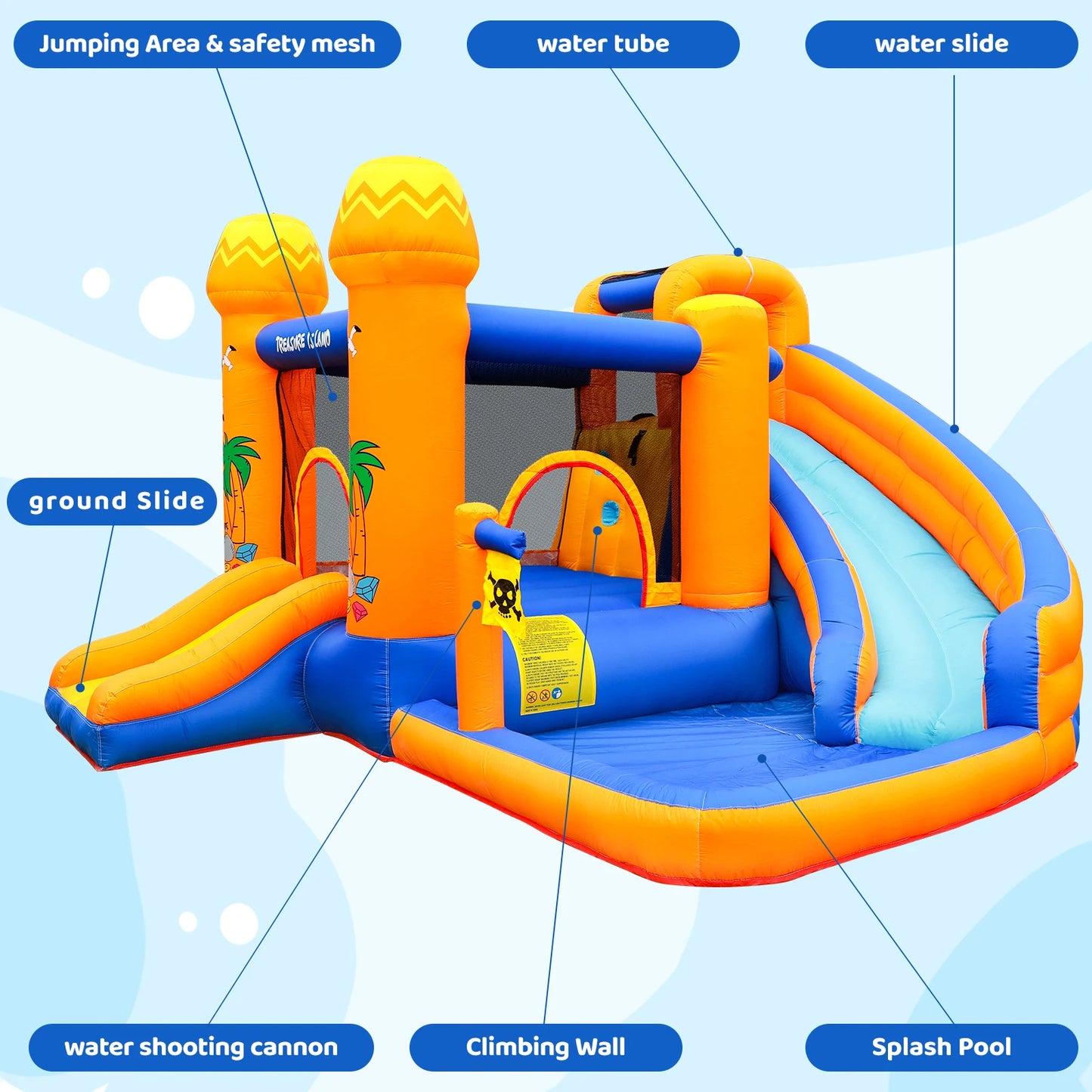 Kids Inflatable Bounce House with Water Slide & 450W Blower – 2-in-1 Outdoor Bouncy Castle Water Park