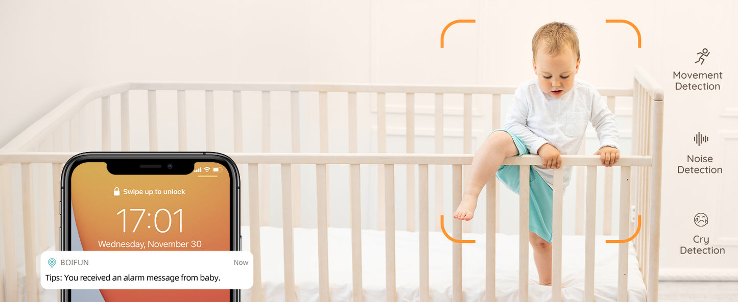 Baby Monitor with Camera – 5" Screen, WiFi Video Monitor with Two-Way Talk, Motion & Cry Detection, Auto Tracking, Night Vision by BOIFUN 2K