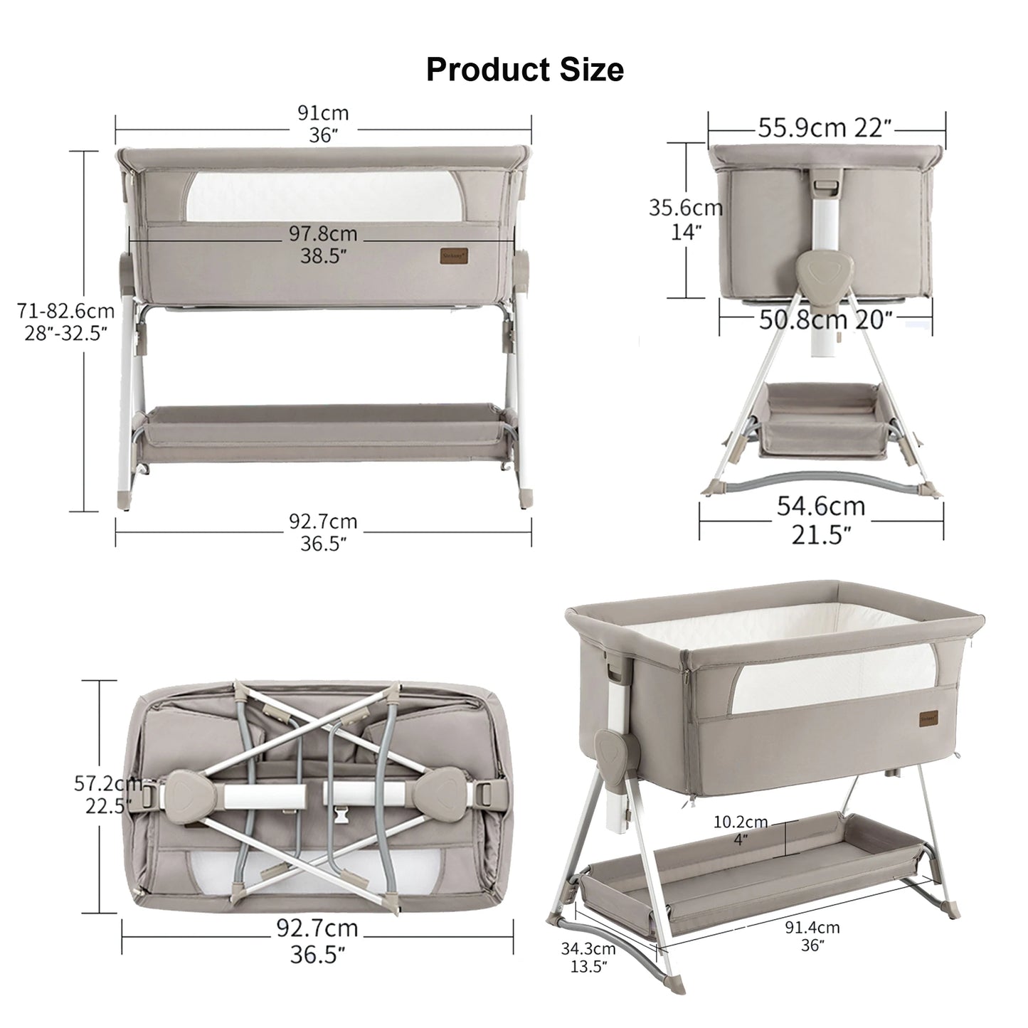 Pink Foldable Baby Bassinet – Rocking Crib & Bedside Sleeper for Newborns (0-6 Months)