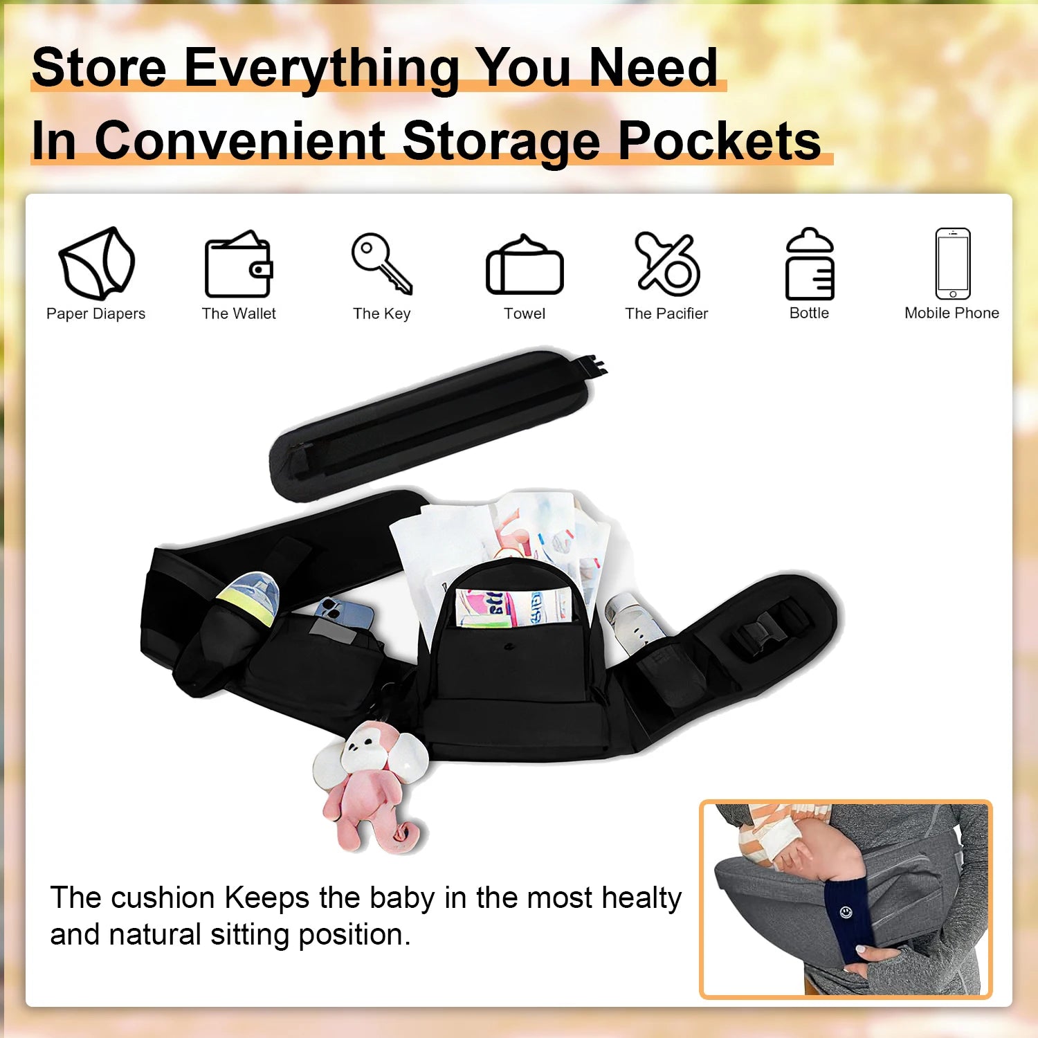Adjustable Ergonomic Baby Hip Seat Carrier – Lightweight Waist Seat for Newborns & Toddlers (6–36 Months) - Haven's Heaven Boutique