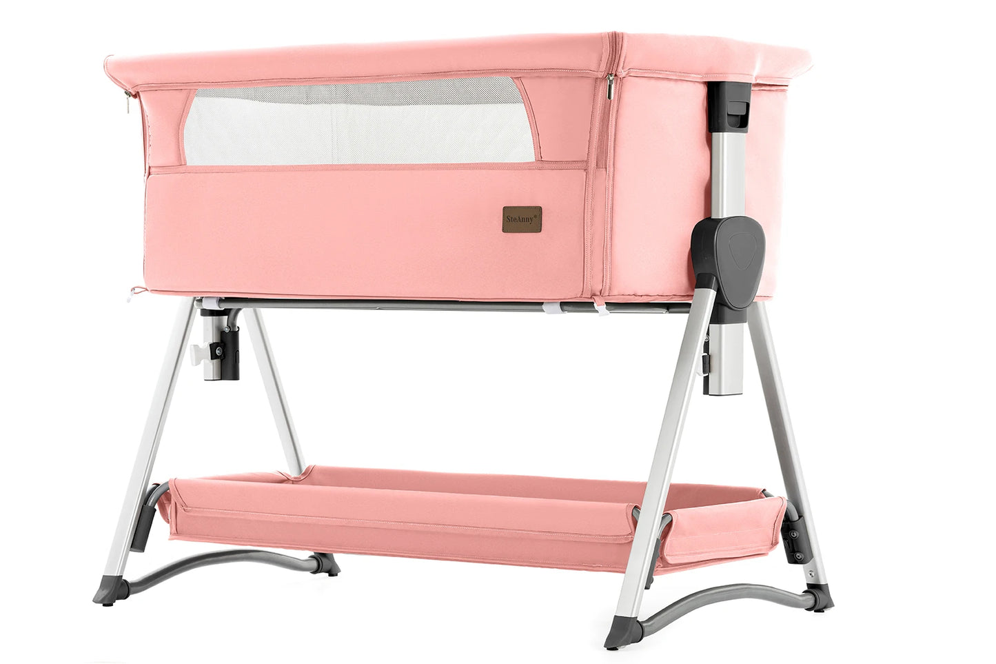 Pink Foldable Baby Bassinet – Rocking Crib & Bedside Sleeper for Newborns (0-6 Months)