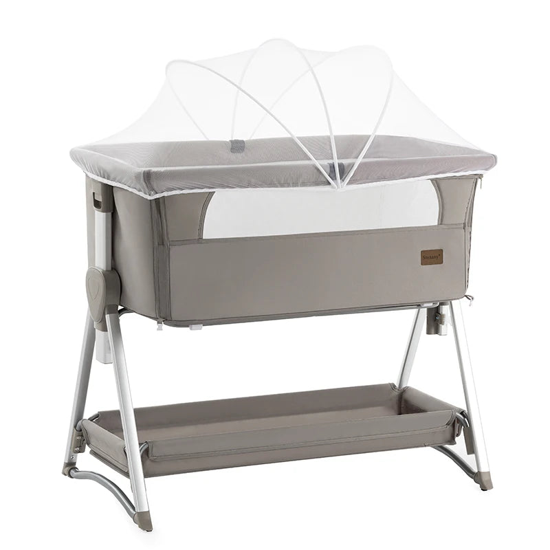Pink Foldable Baby Bassinet – Rocking Crib & Bedside Sleeper for Newborns (0-6 Months)
