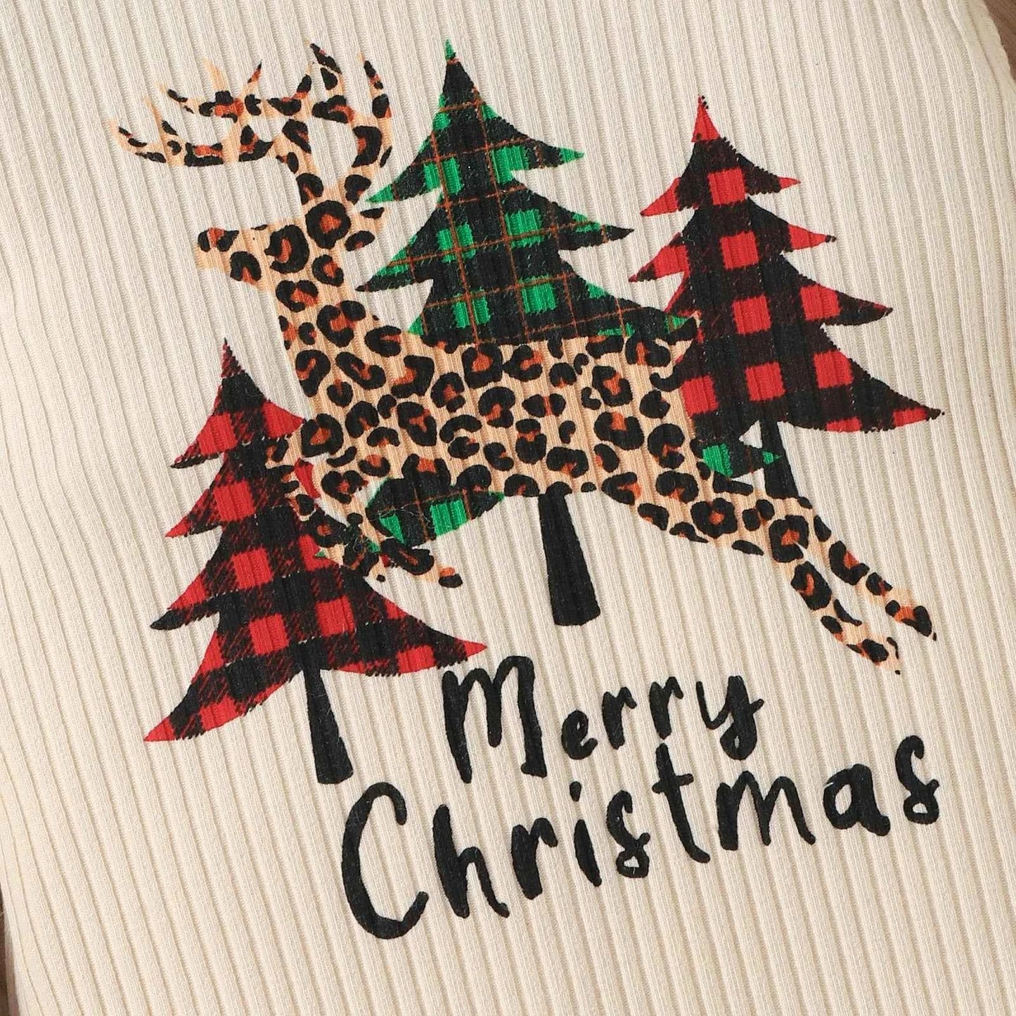 Baby Girl Christmas Outfit - Leopard Print Flared Sleeve Jumpsuit & Headband Set