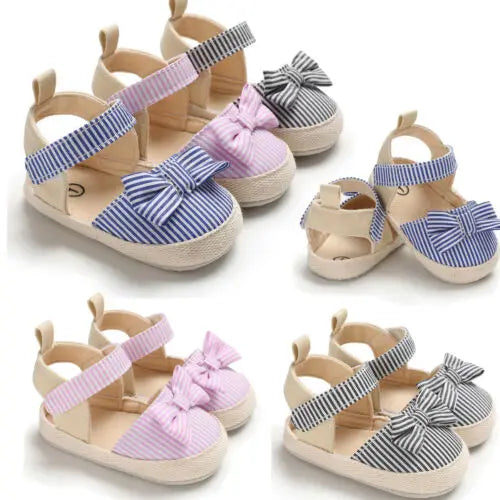 Newborn Baby Girl Crib Shoes – Soft Sole Summer Princess Sandals for Infants