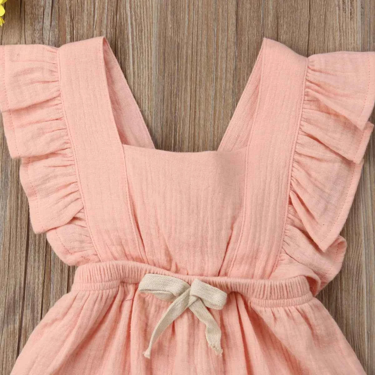 Summer Newborn Baby Girls Ruffle Solid Color Bodysuit Jumpsuit Sunsuit Casual Summer Outfit