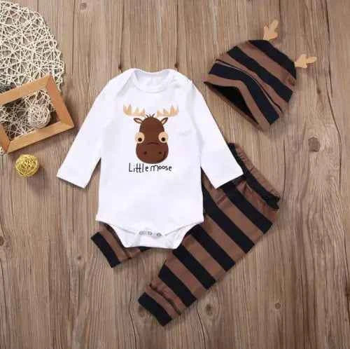 Newborn Baby Clothing Set – Long Sleeve Romper, Pants, and Hat Outfit