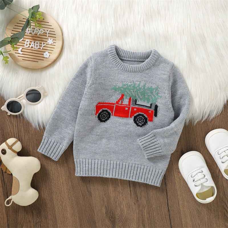 Toddler Baby Christmas Sweater – Unisex Knitted Long Sleeve Crewneck Pullover (6M–3T)
