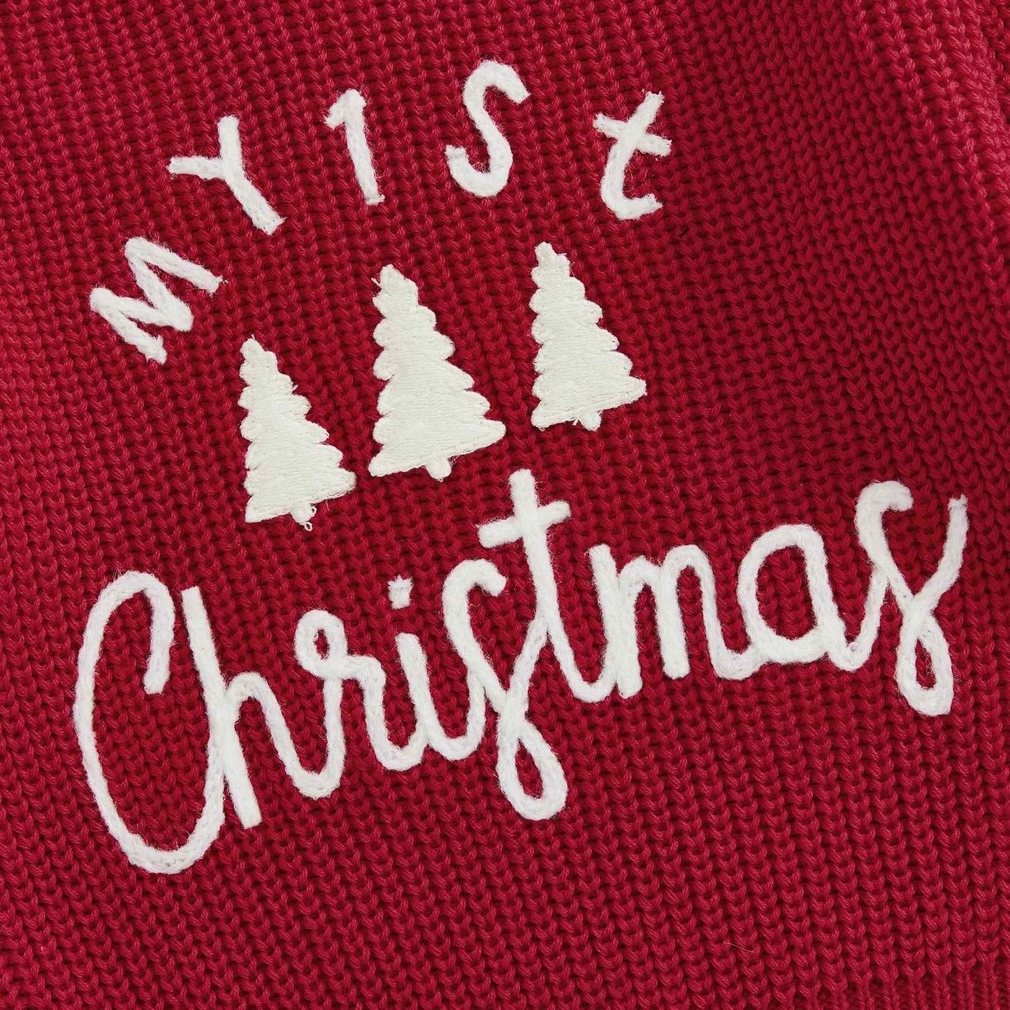 Toddler Baby Christmas Sweater – Long Sleeve Round Neck Letter & Tree Embroidered Top