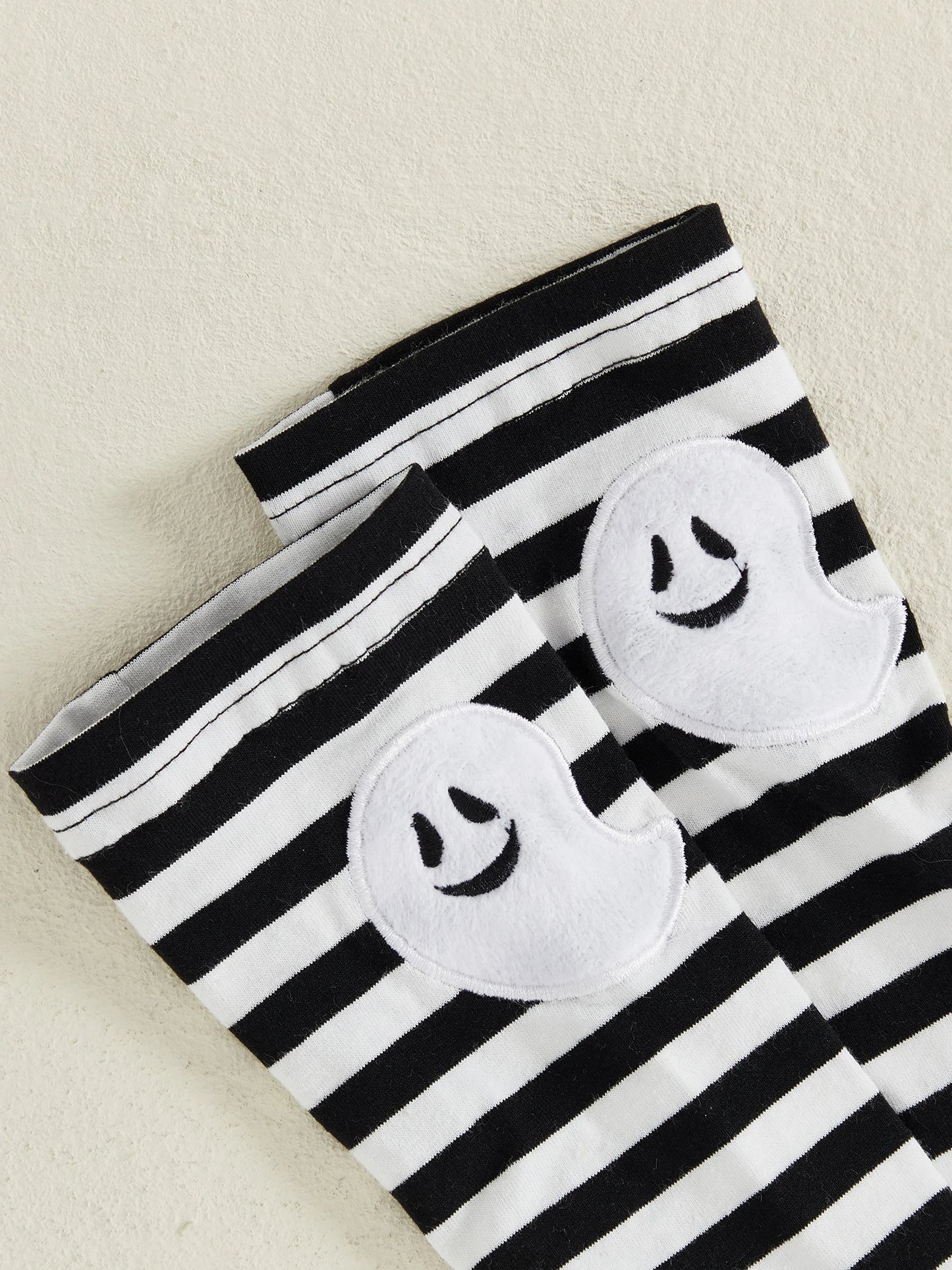 Toddler Halloween Costume – Hooded Ghost Romper with Striped Stockings Outfit