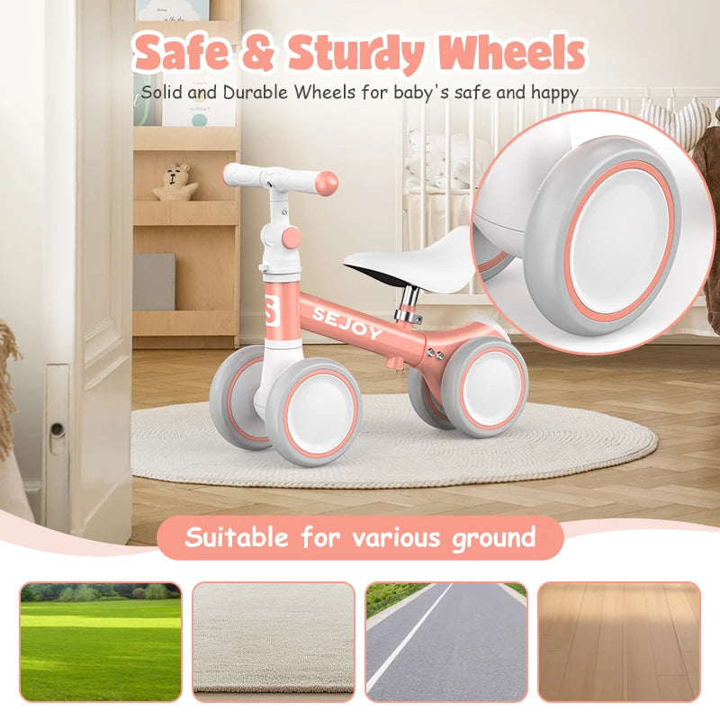 4-Wheel Balance Baby Bike for Girls Ages 1-3