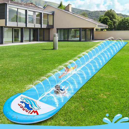 30ft Slip and Slide Water Slide for Kids & Adults – Extra Long Heavy-Duty Lawn Slide with 2 Bodyboards for Backyard Summer Fun