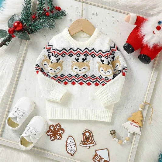 Toddler Baby Christmas Sweater – Unisex Knitted Long Sleeve Crewneck Pullover (6M–3T)