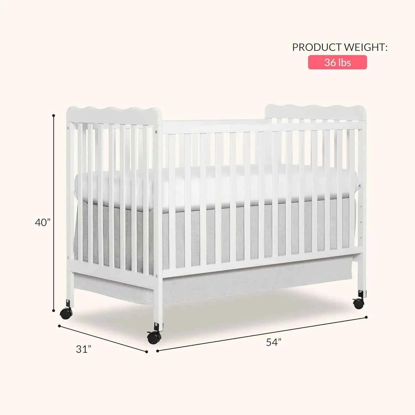 3-in-1 Convertible Baby Crib White Full-Size with 4 Adjustable Mattress Heights and Daybed Conversion