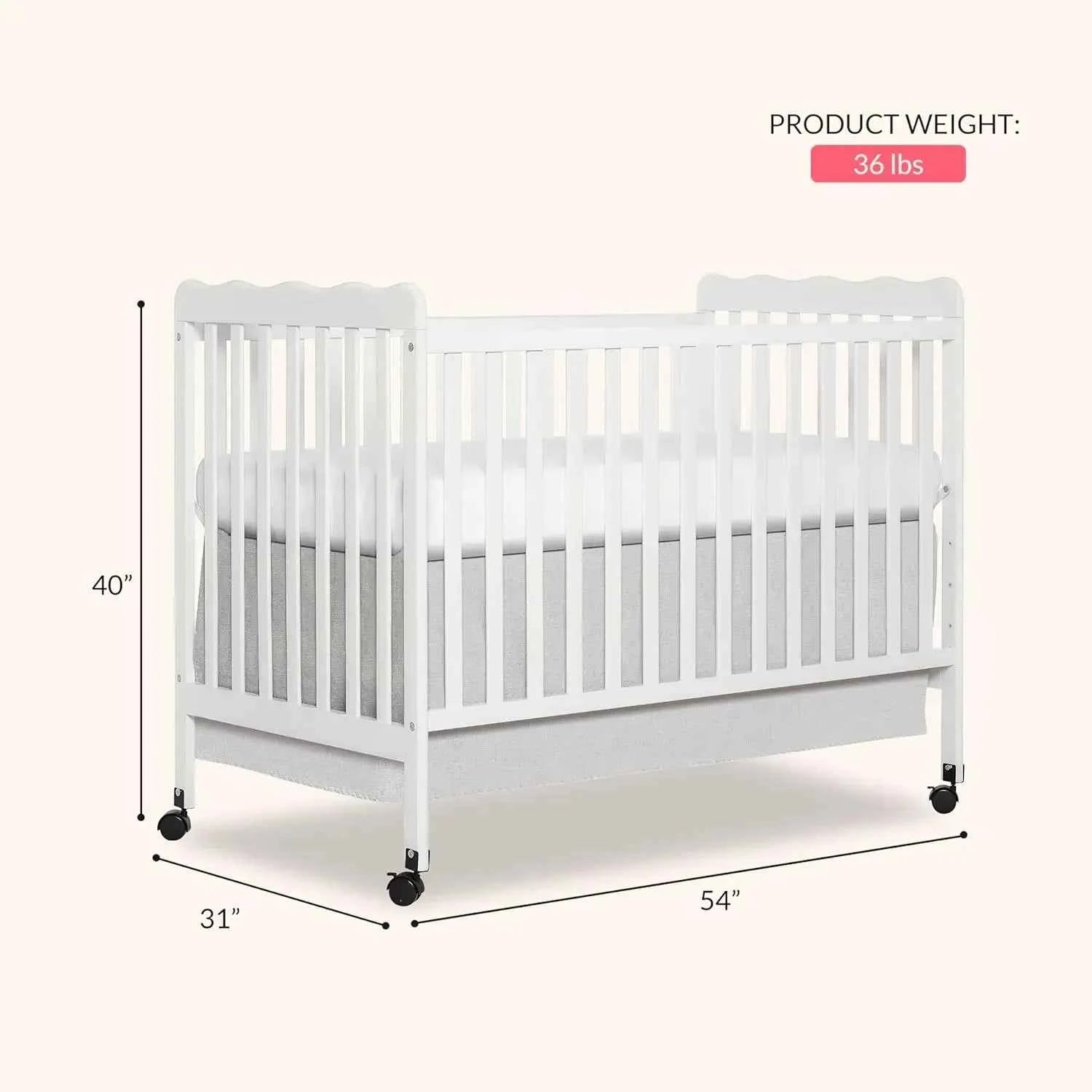 3-in-1 Convertible Baby Crib White Full-Size with 4 Adjustable Mattress Heights and Daybed Conversion