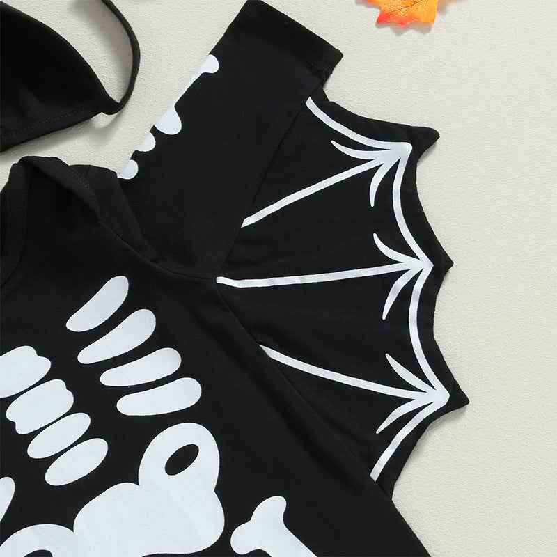 Baby Halloween Romper Outfit – Long Sleeve Pumpkin Print Jumpsuit with Hat