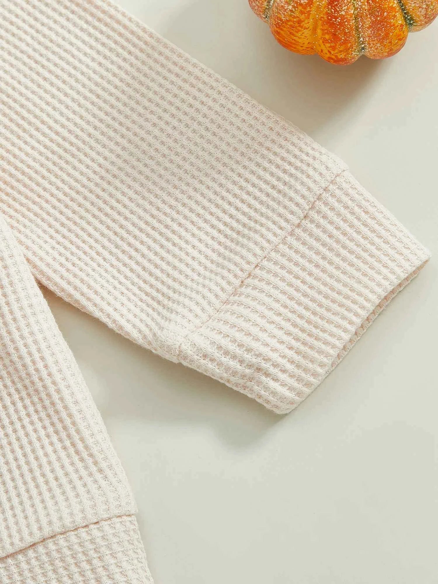 Thanksgiving Outfit – Turkey Letter Embroidery Pullover & Elastic Waist Waffle Pants  (2Pcs Set )