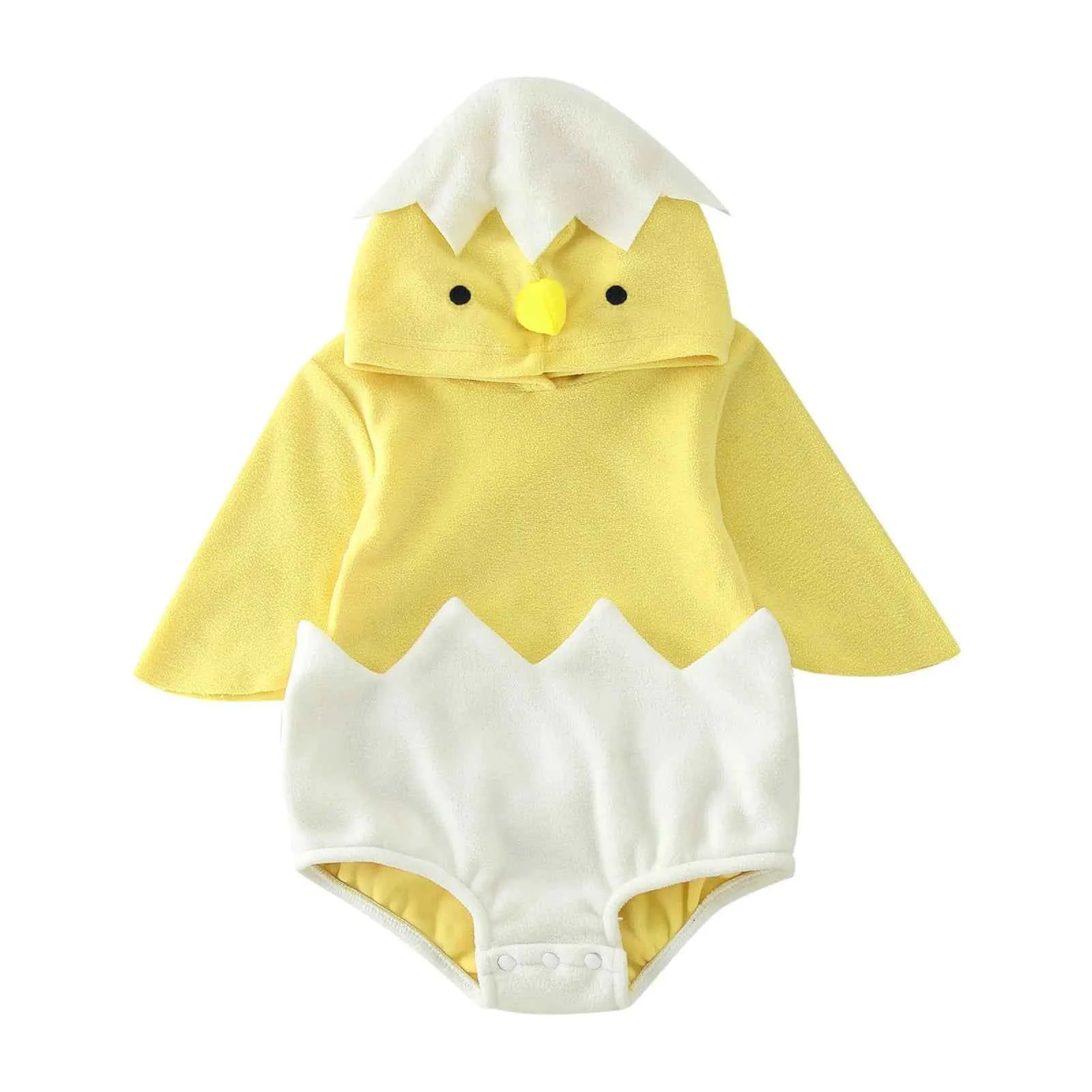 Baby Chicken Costume Fleece Romper – Hooded Winter Bodysuit for Infant Boys & Girls (3-18 Months)