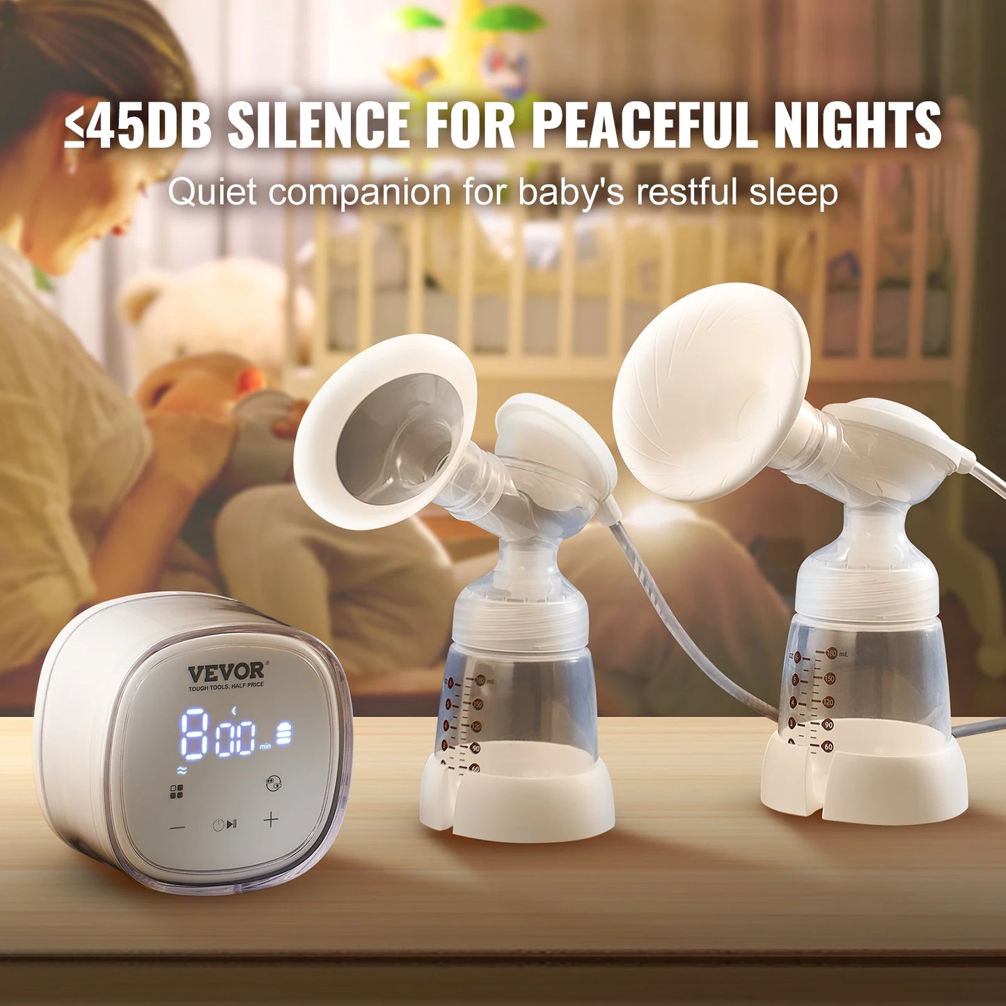 Double Electric Breast Pump – Portable Rechargeable Pump with LED Display & Anti-Backflow