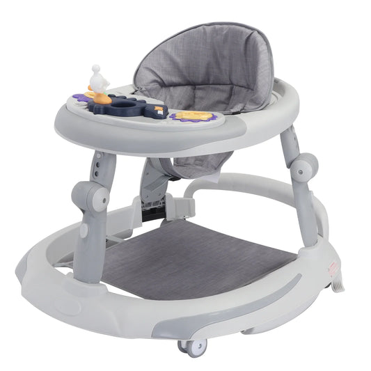 Foldable Baby Walker with Adjustable Height, O-Shaped Anti-Rollover Base, Music Toys – 6 to 18 Months