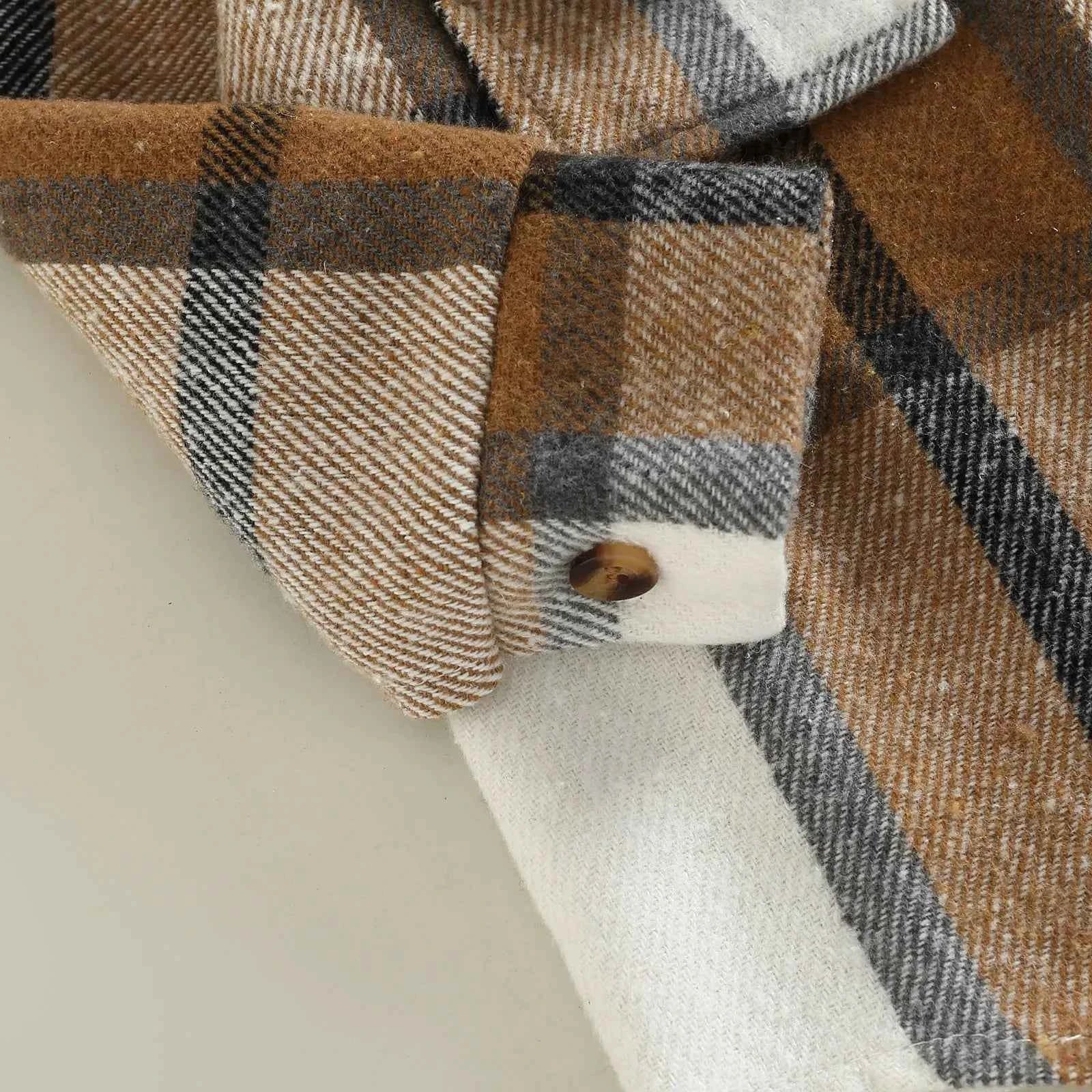 Baby Plaid Shirt Jacket – Casual Long Sleeve Button-Up Coat for Boys and Girls (0–4 Years)