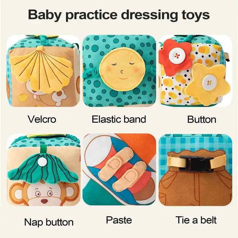 Baby Practice Dressing Toy – Early Learning Activity Cube with Buttons for Life Skills Education