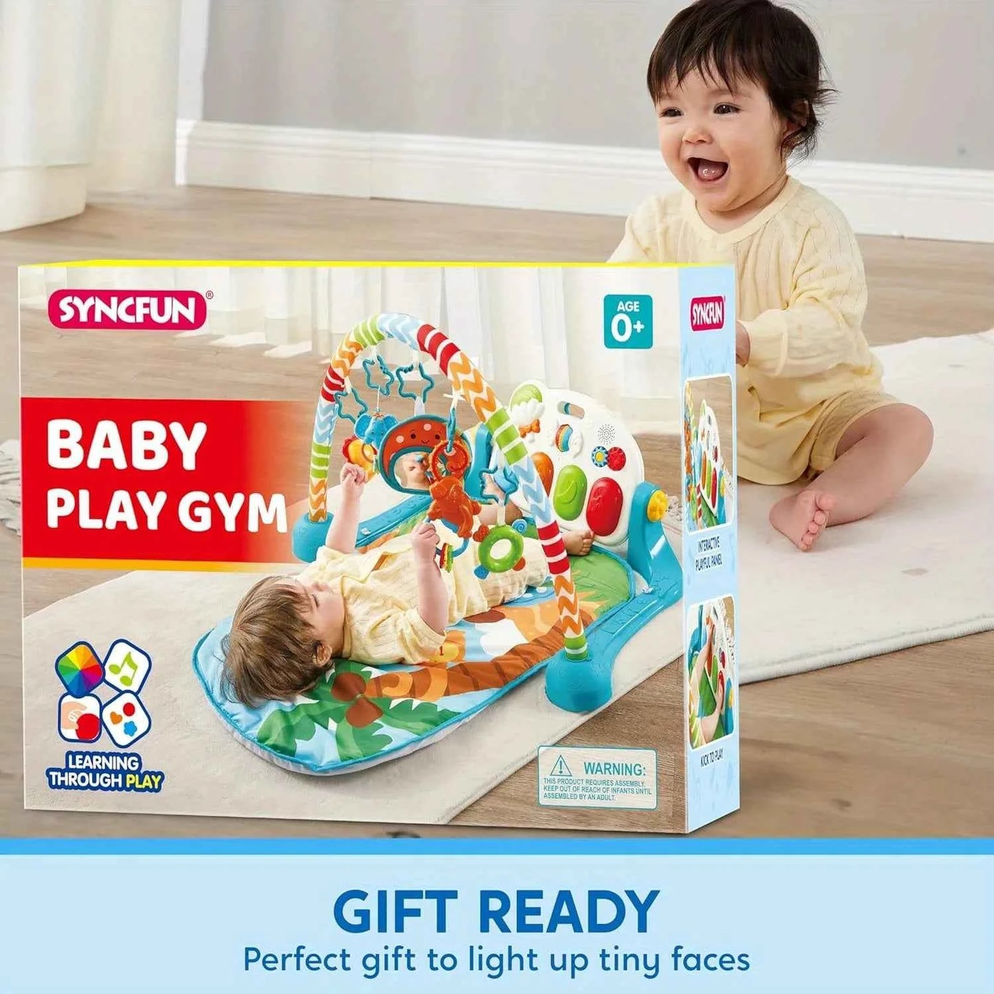 Baby Tummy Time Play Mat with Piano & Toys – Musical Activity Gym for Infants 0–12 Months
