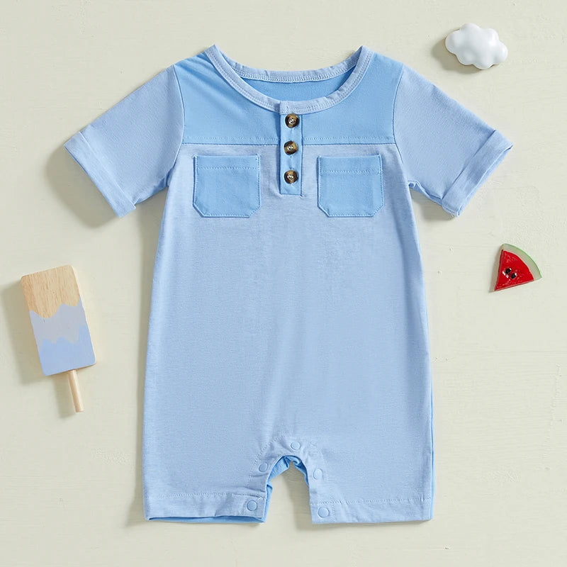 Color Pop Summer Romper Shorts Outfit for Girls or Boys (0-18M)