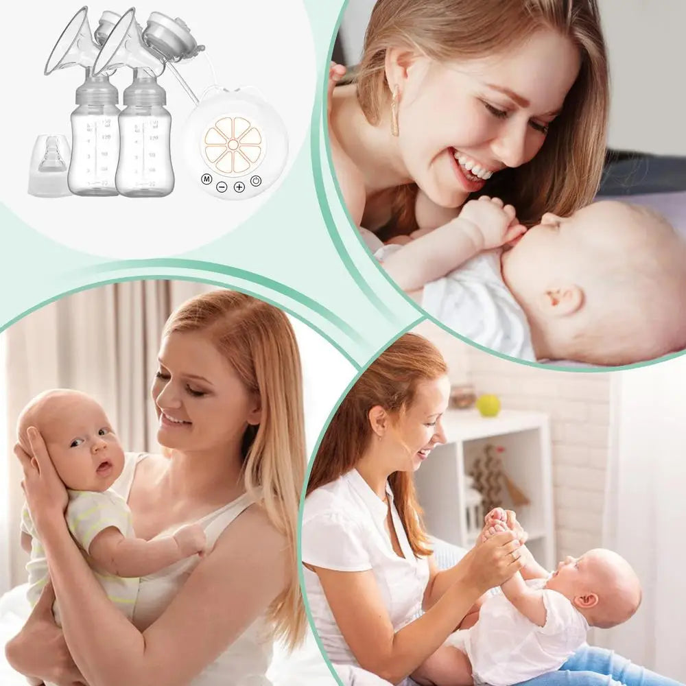 Electric Breastfeeding Pump – Portable Double Milk Extraction Pump with 2 Bottles & Multiple Modes for Home Use - Haven's Heaven Boutique