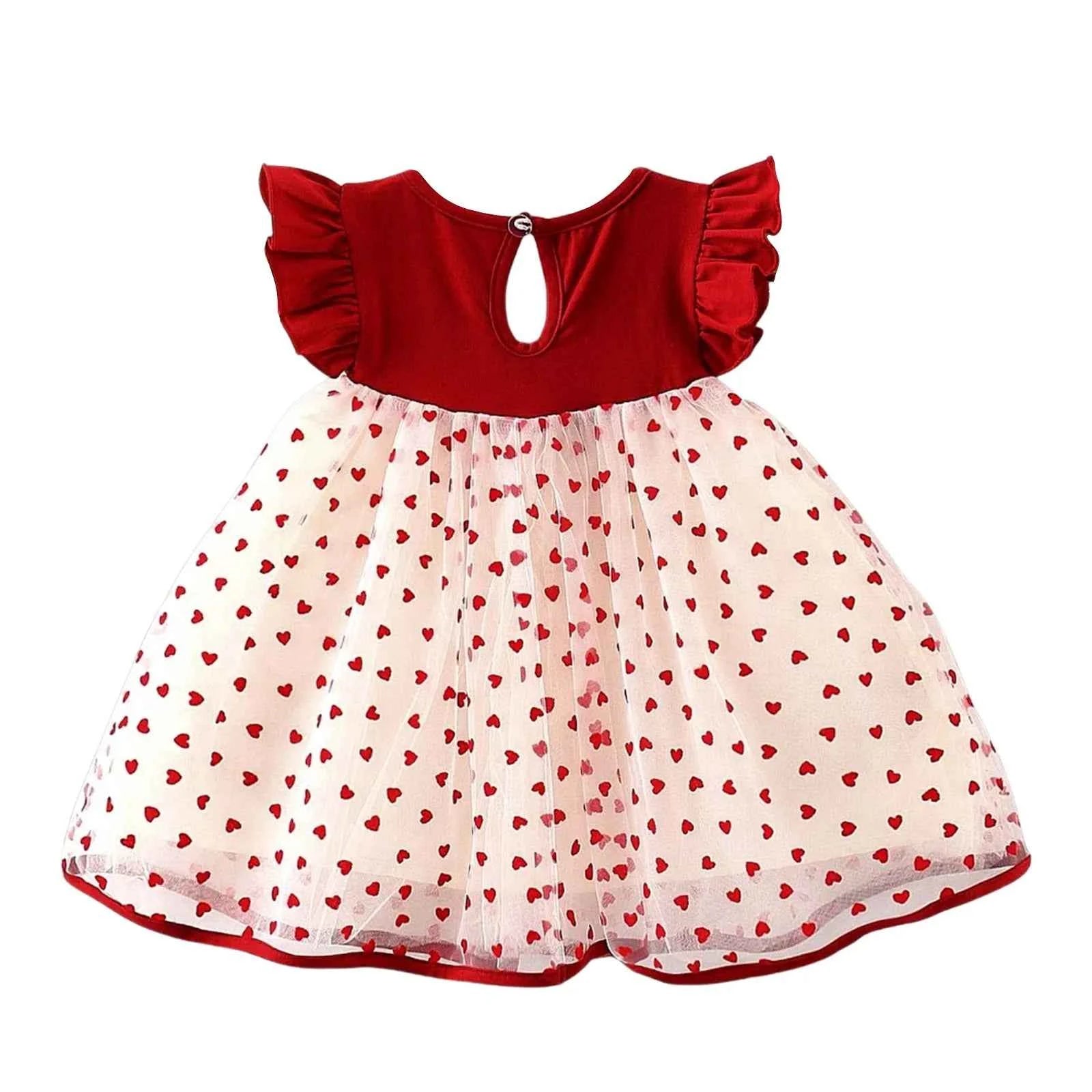 Toddler & Infant Girls Floral Princess Dress – Fly Sleeve Ruffled Bowknot Ribbed Dress