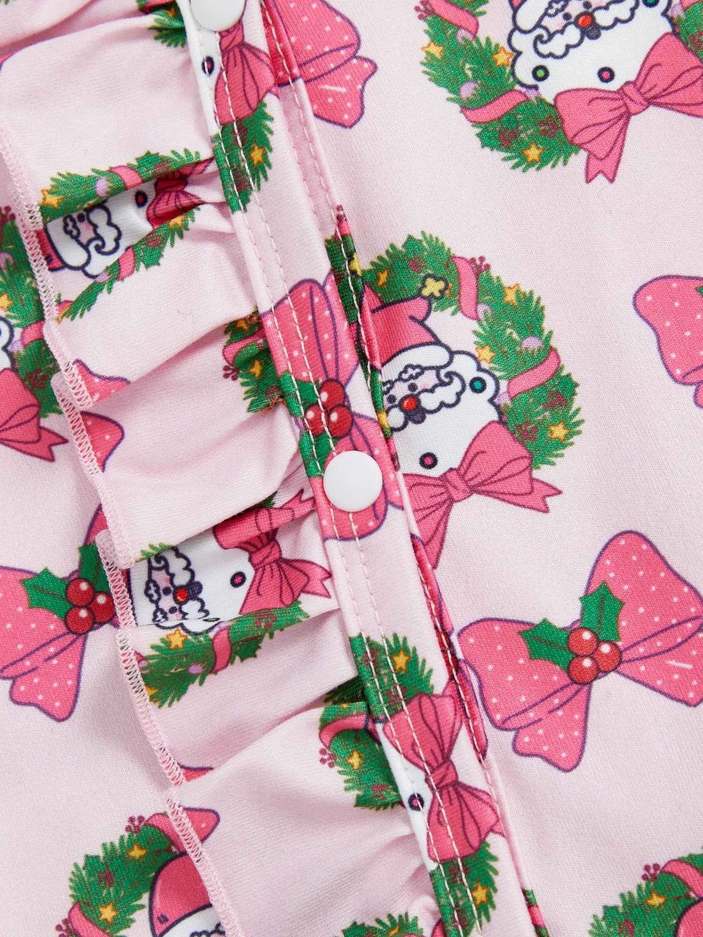 Christmas Outfit – Santa Claus Bow Print Long Sleeve Footed Romper with Matching Headband Set