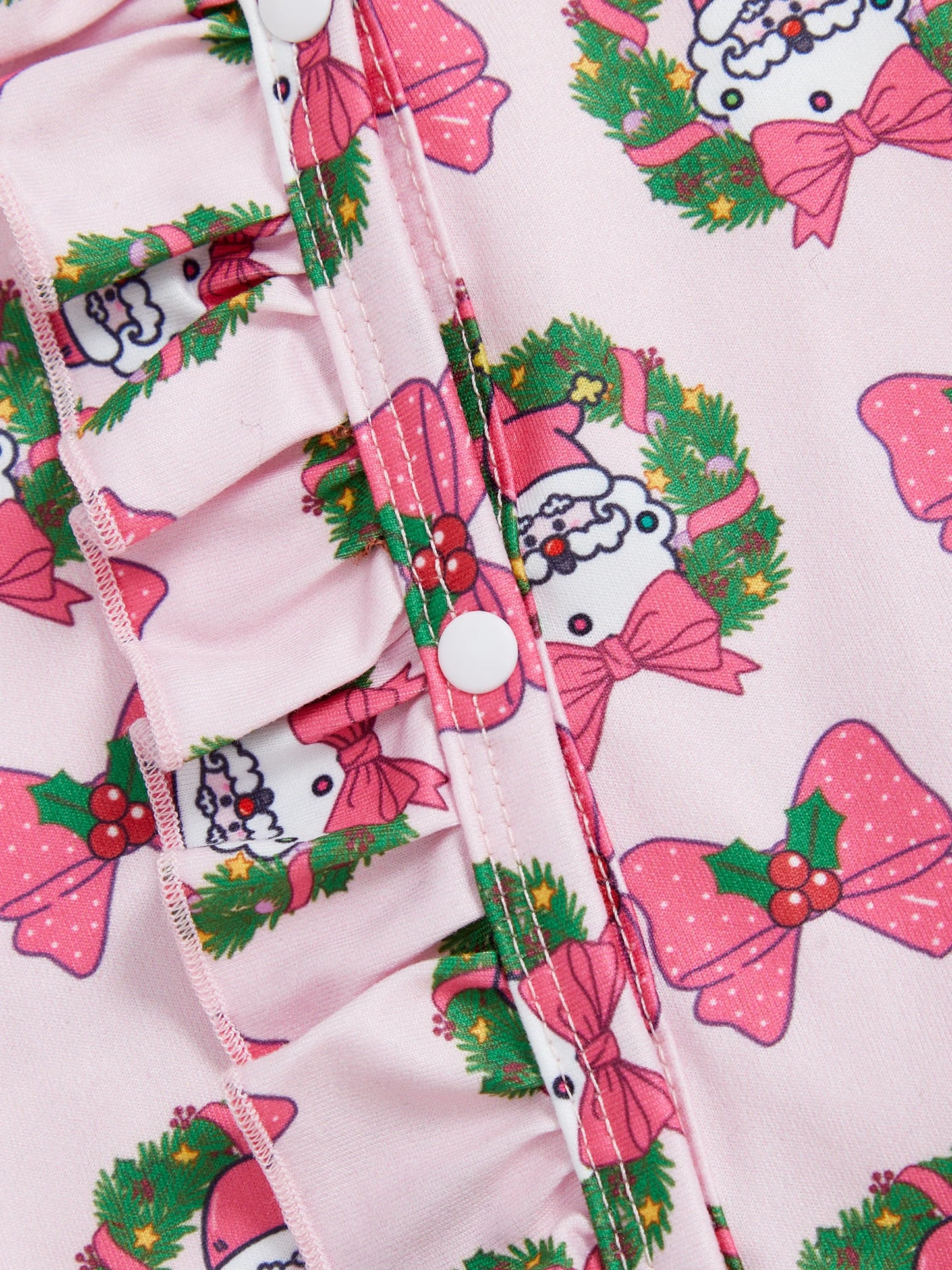 Christmas Outfit – Santa Claus Bow Print Long Sleeve Footed Romper with Matching Headband Set