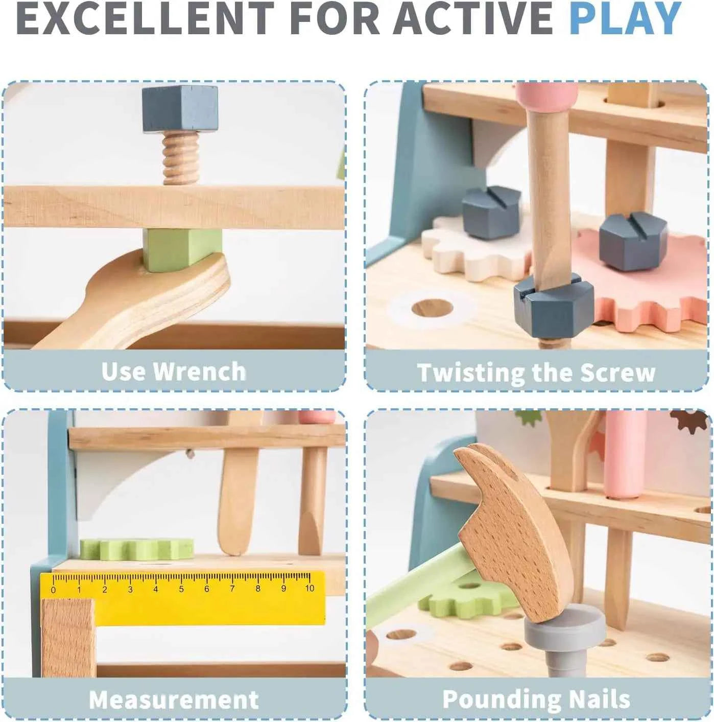 Mini Wooden Tool Bench Set – Kids’ Construction & Pretend Play Educational Toy