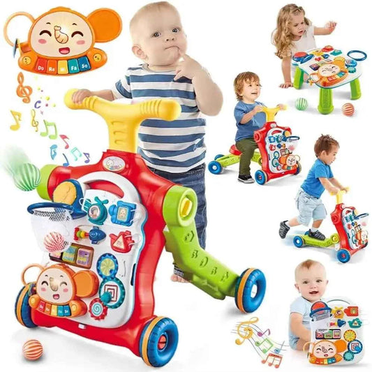 5-in-1 Baby Walker – Sit-to-Stand Learning Walker, Scooter, Balance Bike & Activity Table with Music