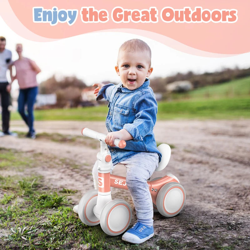 4-Wheel Balance Baby Bike for Girls Ages 1-3