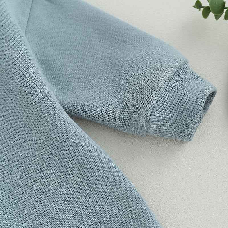 Baby Letter Embroidered "Little Dude" Jumpsuit – Long Sleeve Footless Romper (0–18M)