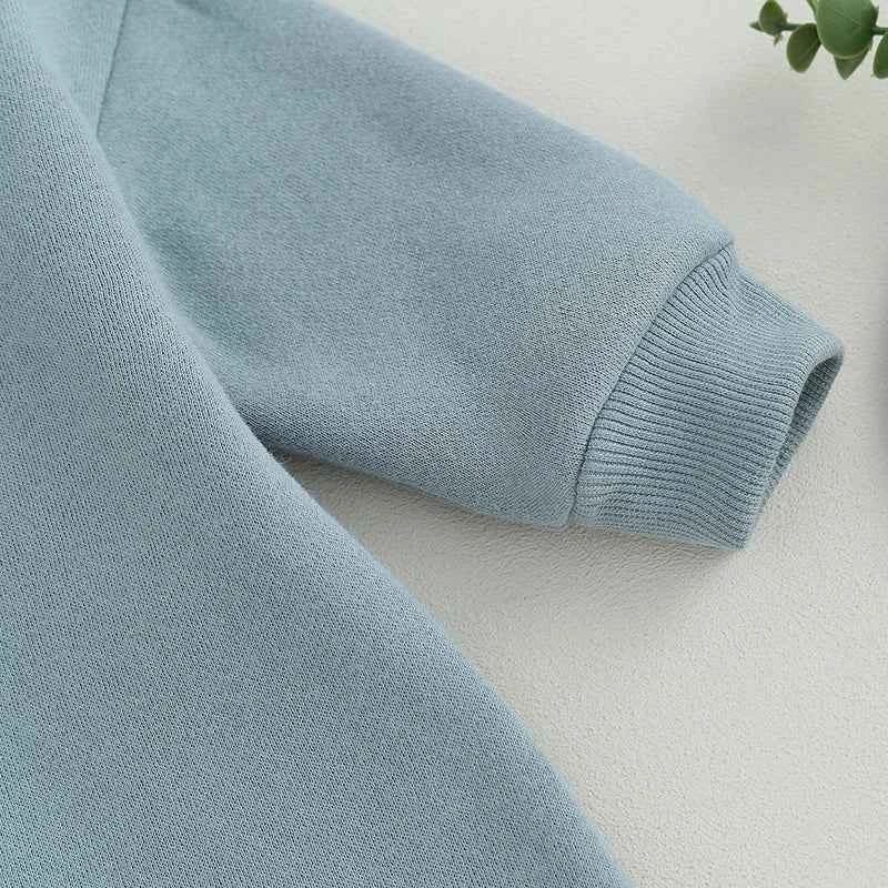 Baby Letter Embroidered "Little Dude" Jumpsuit – Long Sleeve Footless Romper (0–18M)