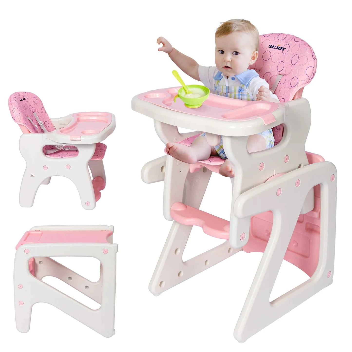 High Chair for Babies and Toddlers - 3-in-1 Adjustable Feeding Seat for 6 Months to 3 Years