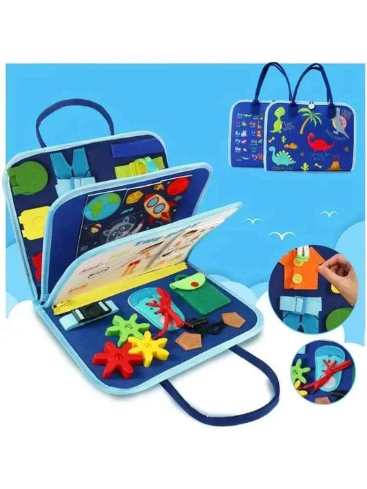 Busy Board Montessori Sensory Activity Toy – Travel Essential for Toddlers Ages 1-3, Road & Fine Motor Skill Development
