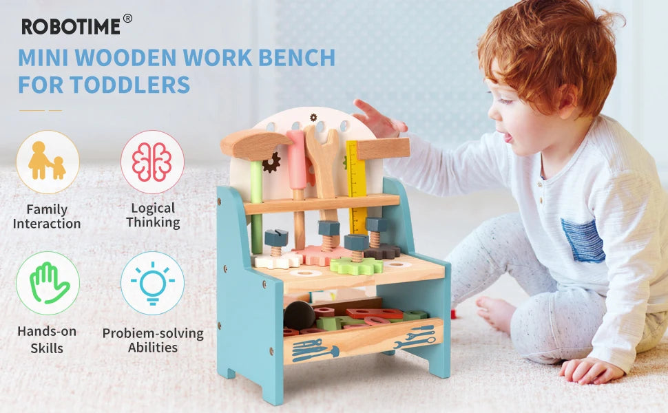 Mini Wooden Tool Bench Set – Kids’ Construction & Pretend Play Educational Toy