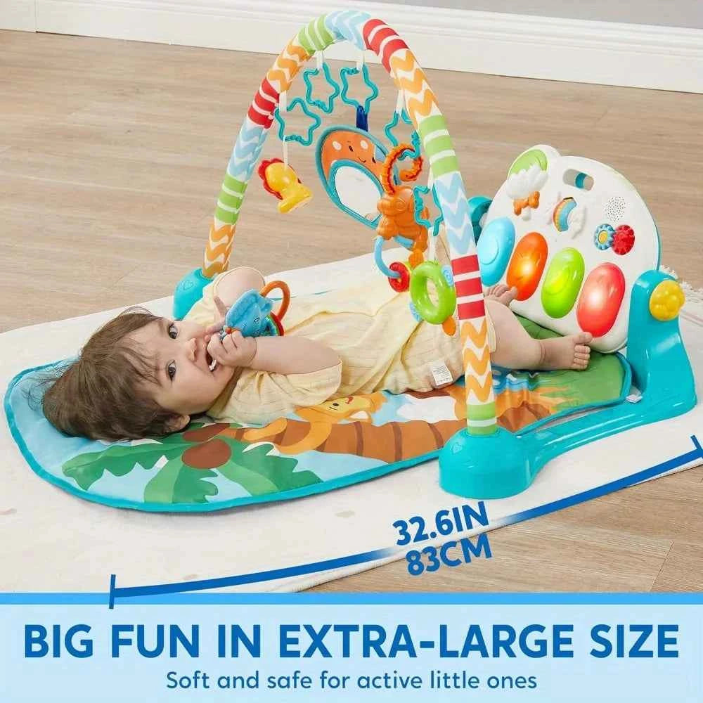 Baby Tummy Time Play Mat with Piano & Toys – Musical Activity Gym for Infants 0–12 Months