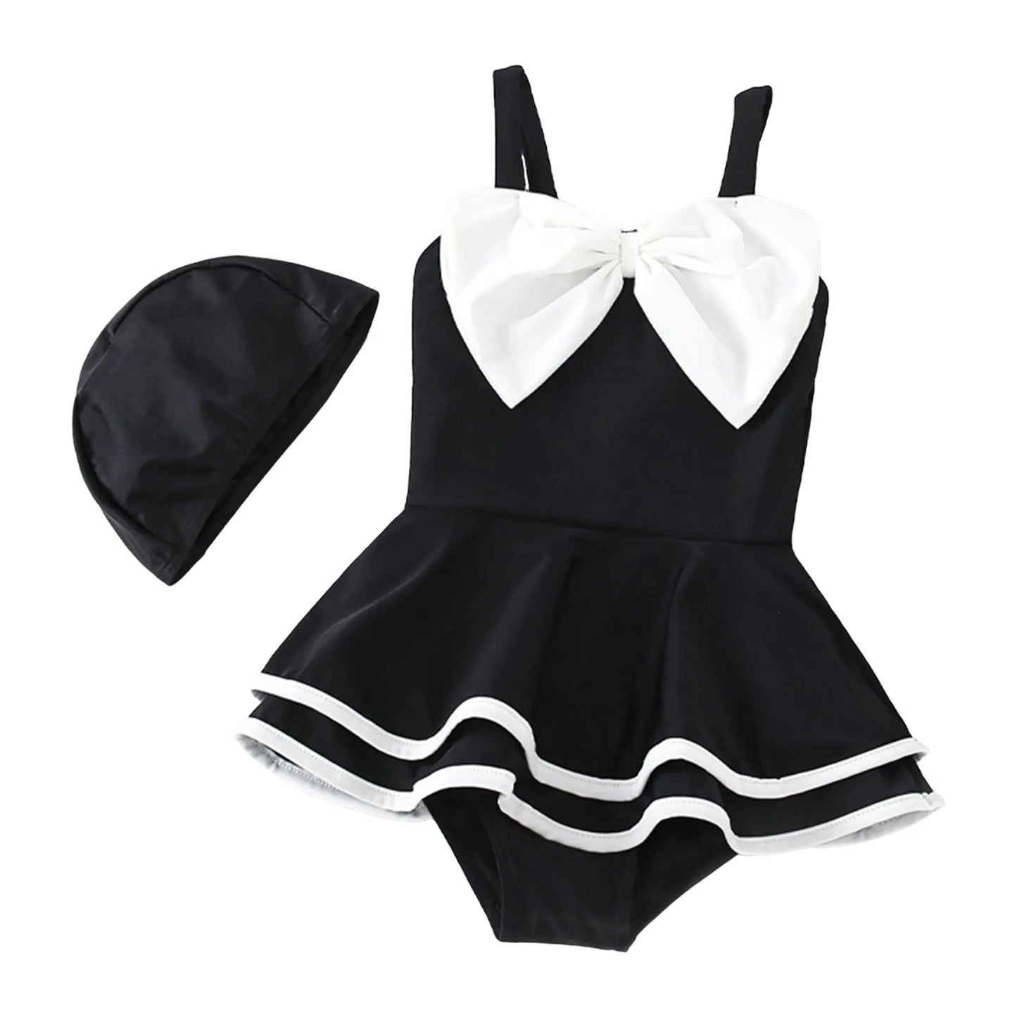 Cute Baby Girl Swimsuit Set – Toddler Bathing Suit with Hat - Haven's Heaven Boutique