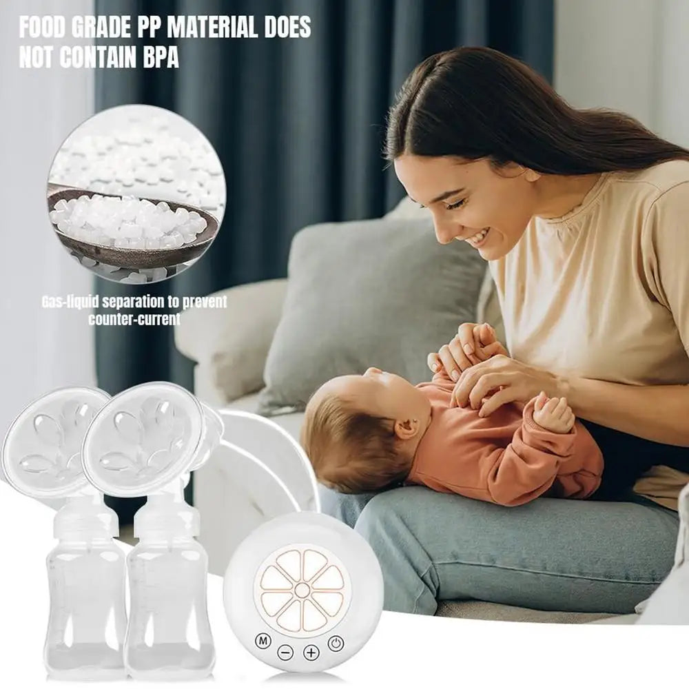 Electric Breastfeeding Pump – Portable Double Milk Extraction Pump with 2 Bottles & Multiple Modes for Home Use - Haven's Heaven Boutique