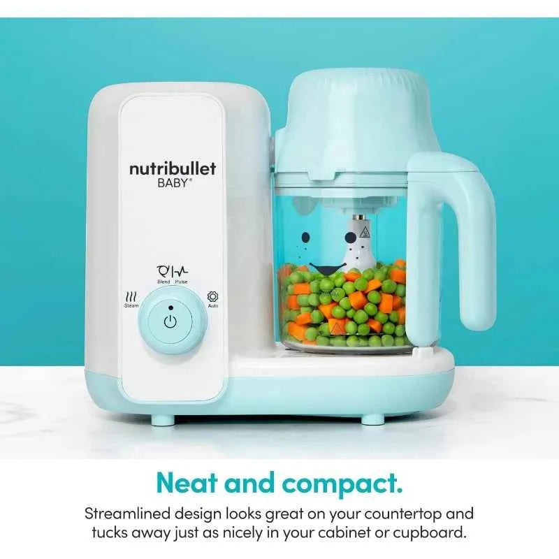 NutriBullet Baby Steam + Blend – All-in-One Baby Food Maker (White/Blue, Dishwasher Safe)