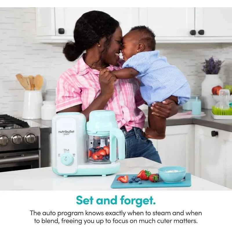 NutriBullet Baby Steam + Blend – All-in-One Baby Food Maker (White/Blue, Dishwasher Safe)