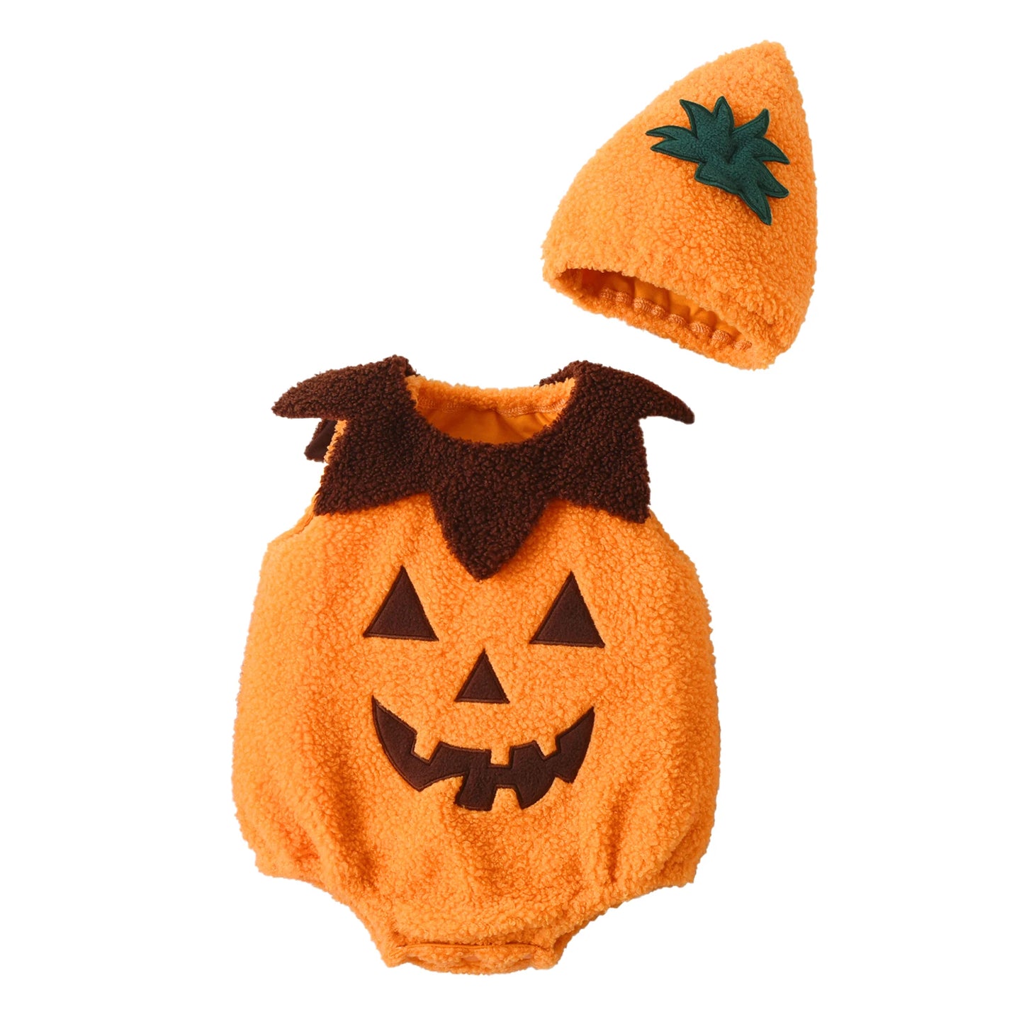 Pumpkin Ghost Halloween Costume Jumpsuit with Headband – Infant & Toddler Outfit