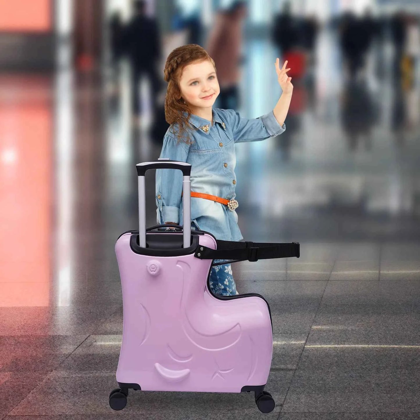 Kids Ride-On Horse Suitcase 20” Spinner Luggage – Hard Shell Rolling Travel Case with Wheels, Carry-On for Toddlers Ages 3–6