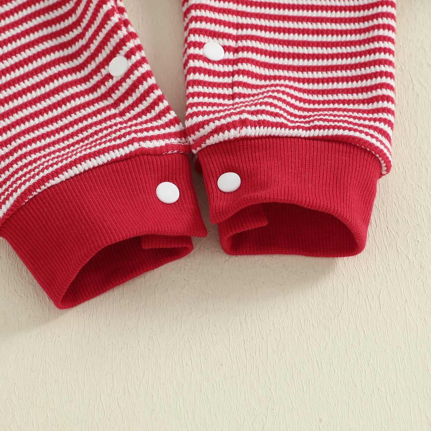 Christmas Jumpsuit – Gingerbread Man Embroidered Long Sleeve Striped Romper