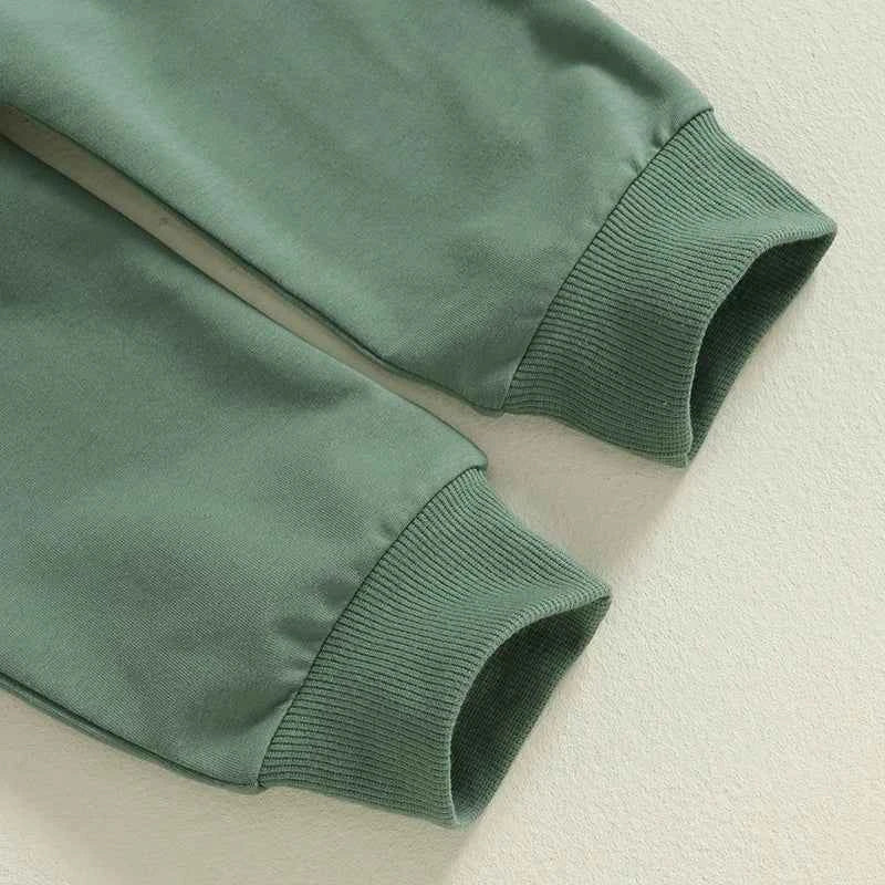 Boys 2PCS Outfit Set – Long Sleeve Letter Tractor Print Top and Solid Pants